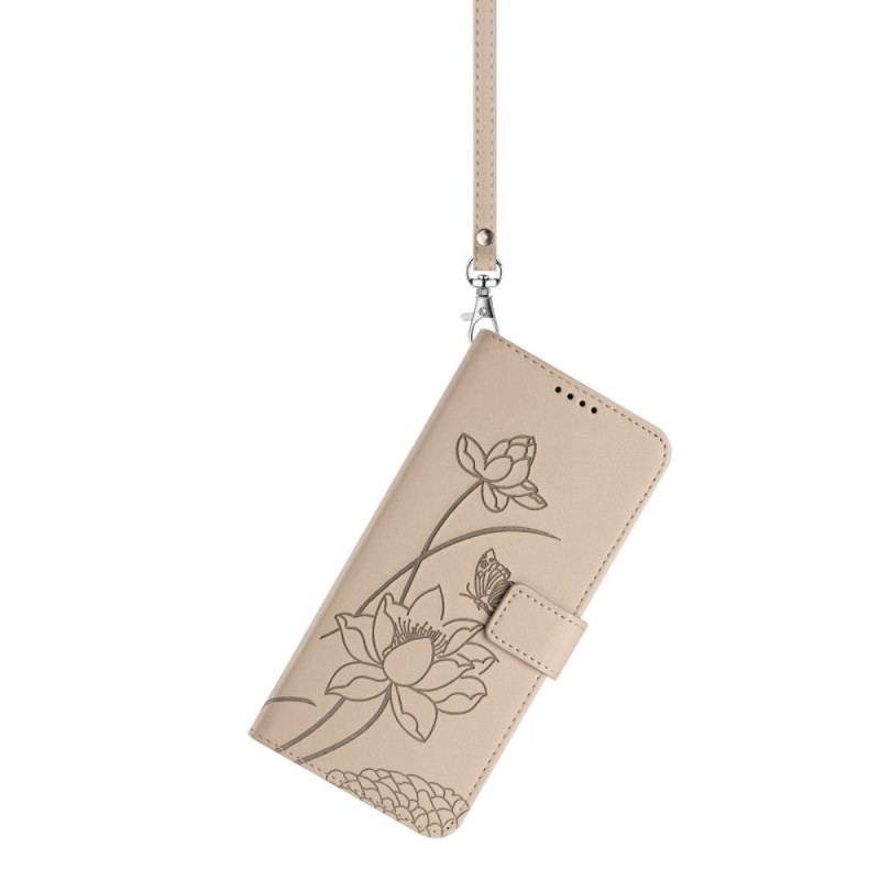 Housse Xiaomi 17 Motif Lotus à Lanière