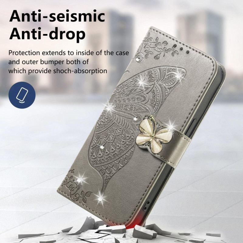 Housse Xiaomi 17 Papillon 3D et Strass