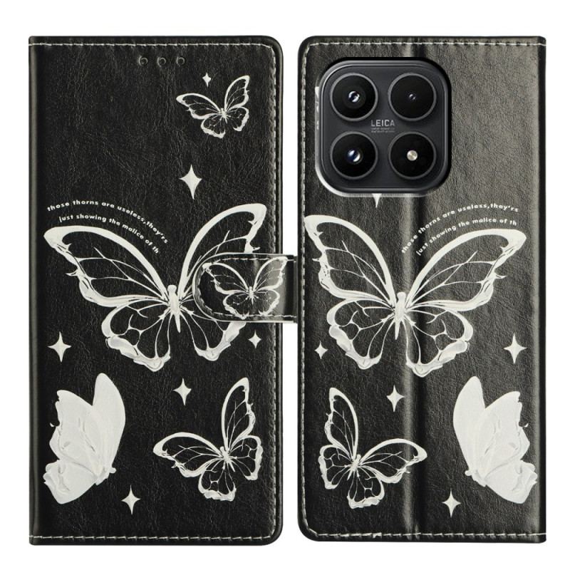 Housse Xiaomi 17 Papillons Noirs et Blancs