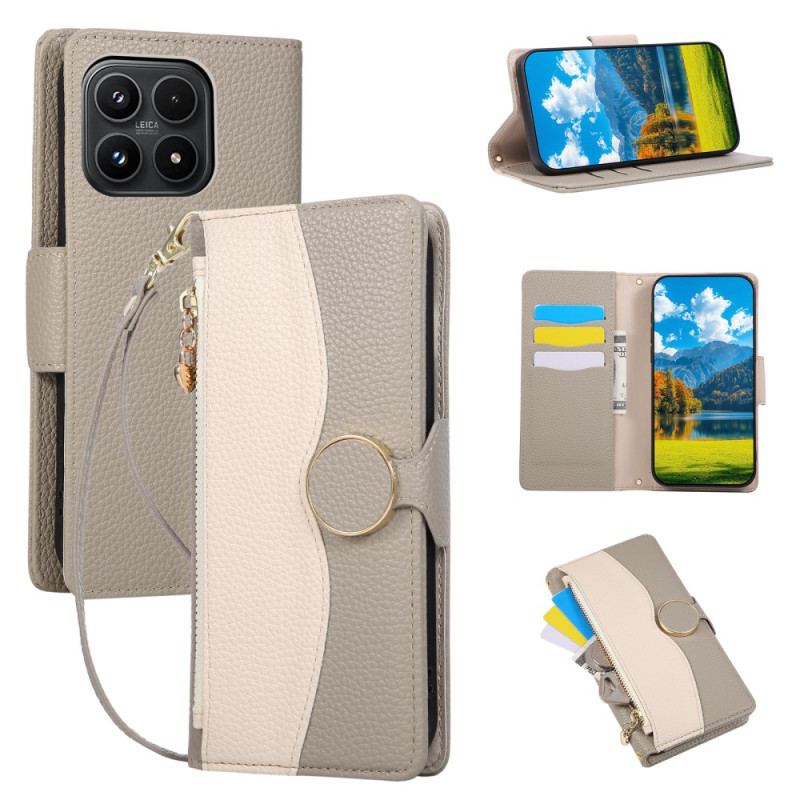 Housse Xiaomi 17 Portefeuille Bicolore avec Dragonne