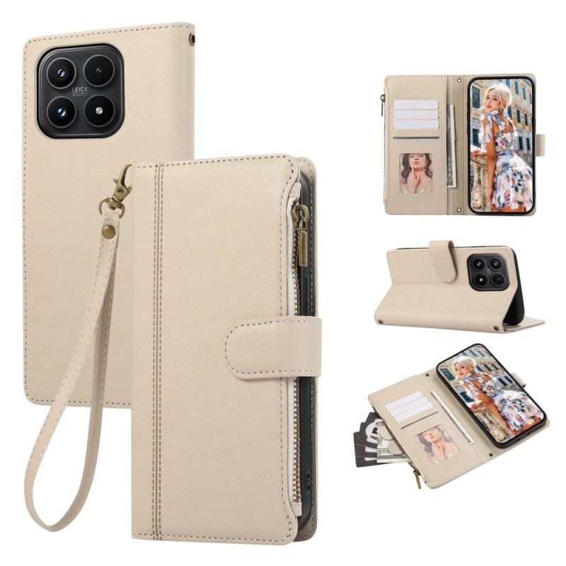 Housse Xiaomi 17 Portefeuille Design Liseré avec Lanière