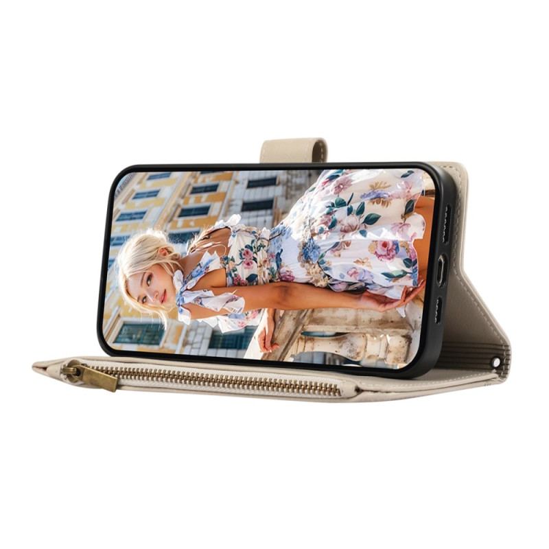 Housse Xiaomi 17 Portefeuille Design Liseré avec Lanière