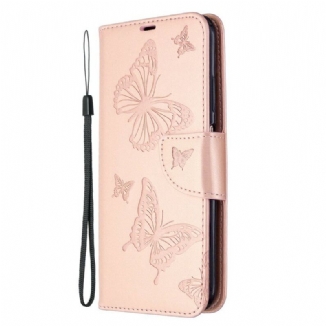 Housse Huawei P40 Lite Papillons Imprimés à Lanière