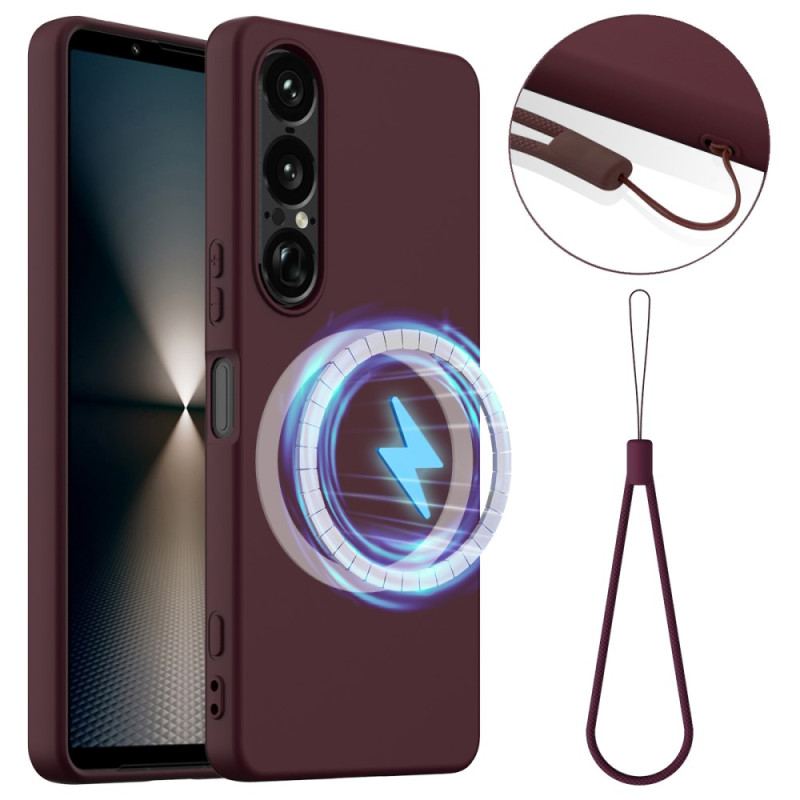 Coque Sony Xperia 1 VII Compatible MagSafe Silicone à Lanière