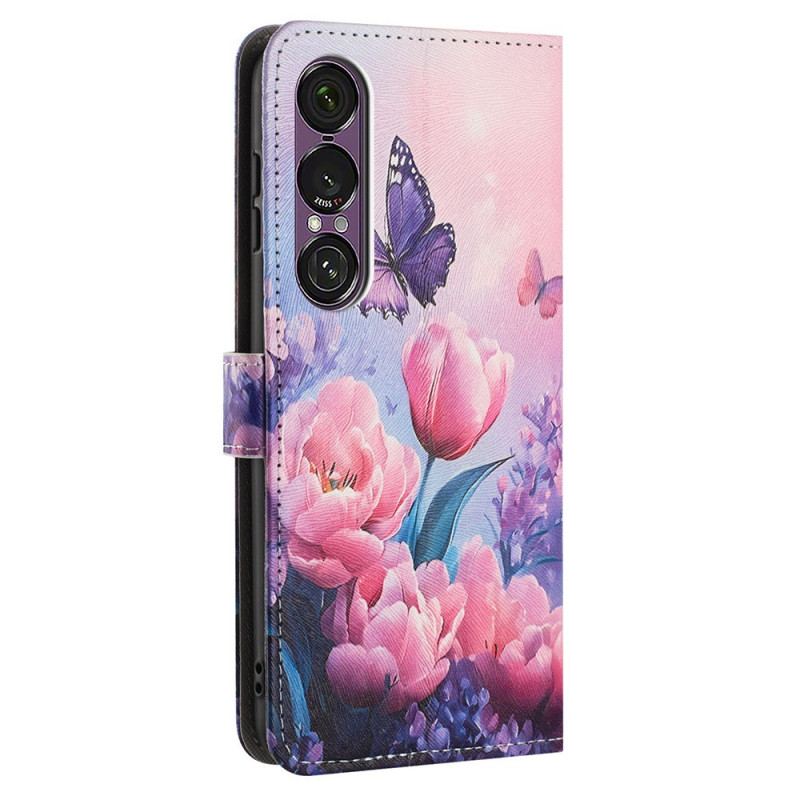 Housse Sony Xperia 1 VII Motif Floral et Papillon