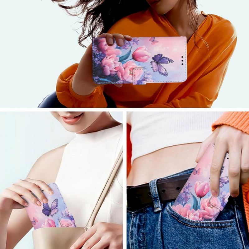 Housse Sony Xperia 1 VII Motif Floral et Papillon