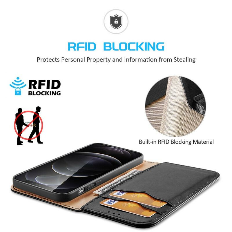 Flip Cover iPhone 13 Pro Cuir Fendu RFID DUX DUCIS