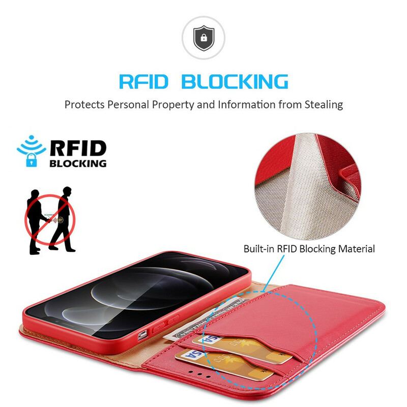 Flip Cover iPhone 13 Pro Cuir Fendu RFID DUX DUCIS