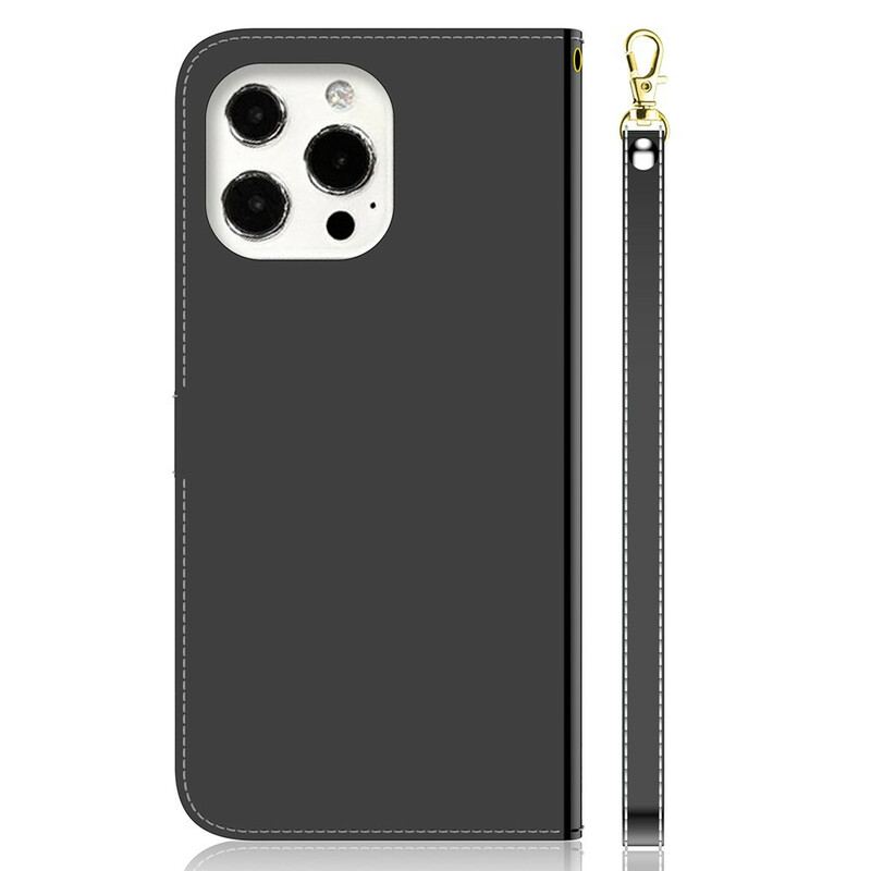 Housse iPhone 13 Pro Simili Cuir Couverture Miroir