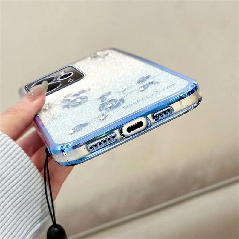 Coque Realme 14 5G / 14T 5G Fleurs et Strass à Lanière KADEM