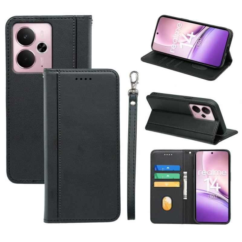 Flip Cover Realme 14 5G Lanière Détachable