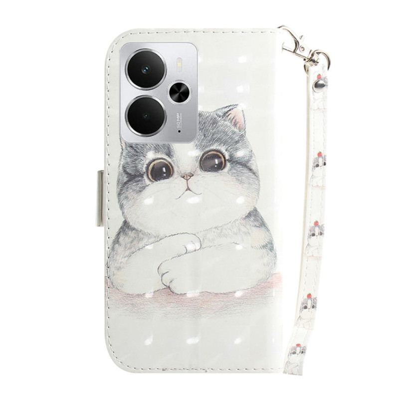 Housse Realme 14 5G Chat et Fraise à Lanière