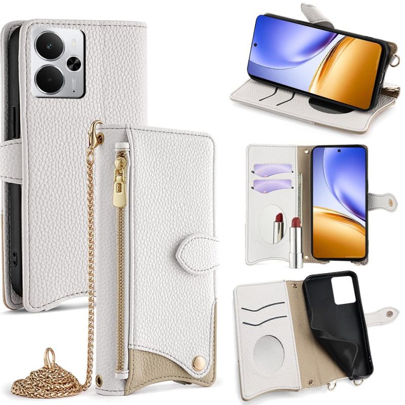 Housse Realme 14 5G Design Portefeuille avec Chaîne