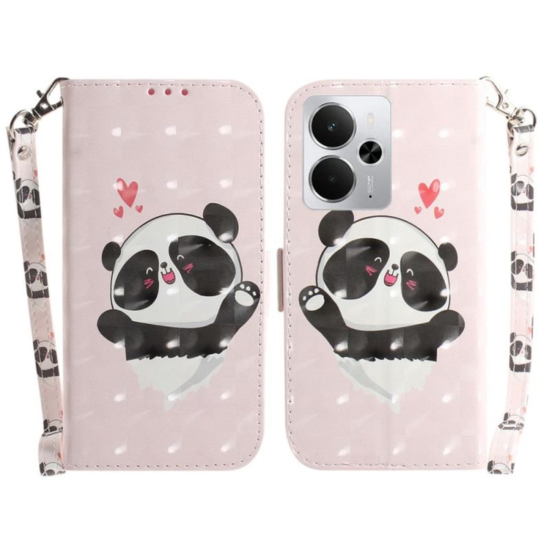 Housse Realme 14 5G Panda Love à Lanière