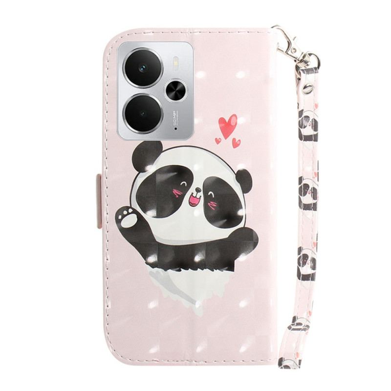 Housse Realme 14 5G Panda Love à Lanière