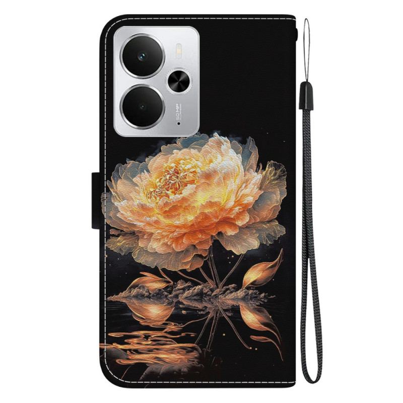 Housse Realme 14 5G Pivoine Dorée