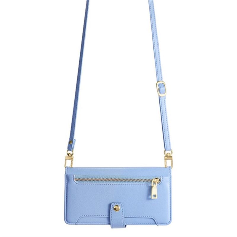 Housse Realme 14 5G Portefeuille à Fermeture Éclair avec Lanière et Bandoulière