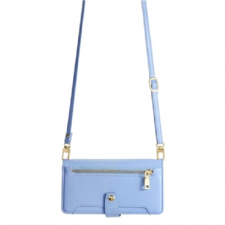 Housse Realme 14 5G Portefeuille à Fermeture Éclair avec Lanière et Bandoulière