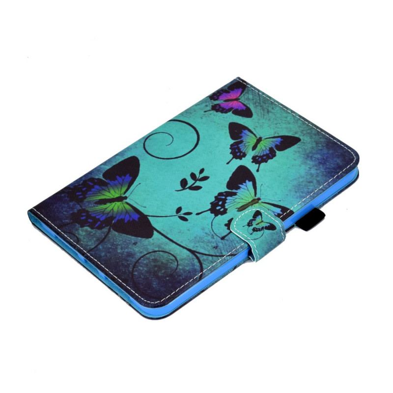 Housse iPad Mini 6 (2021) Papillons sur Fond Vert