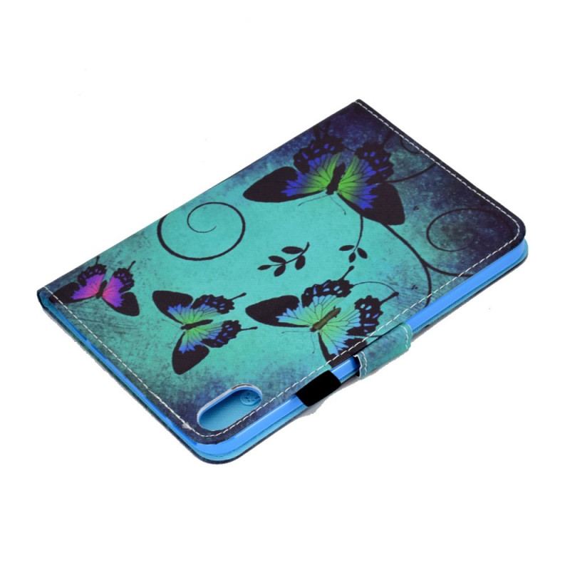 Housse iPad Mini 6 (2021) Papillons sur Fond Vert
