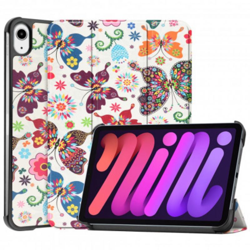 Smart Case iPad Mini 6 (2021) Renforcée Papillons et Fleurs