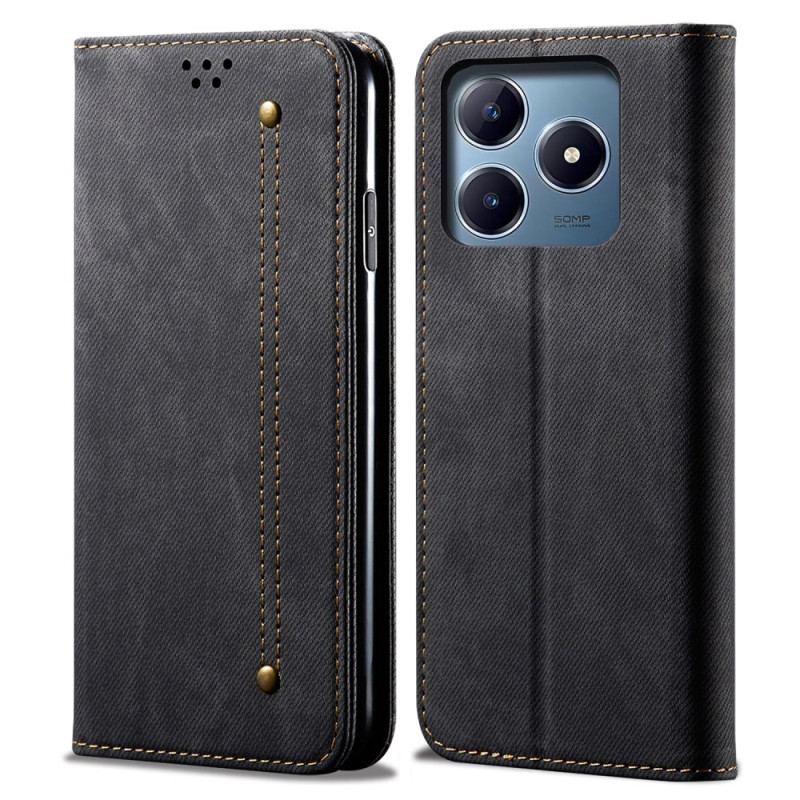 Flip Cover Realme Note 60X / C63 / C61 Tissu Jeans