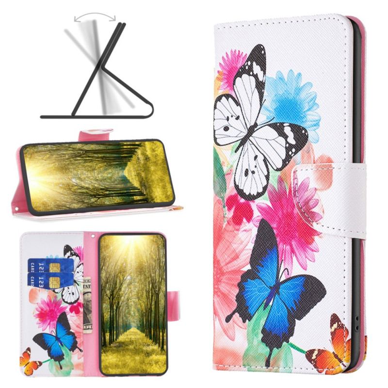 Housse Realme Note 60X / C63 / C61 Papillons Aquarelle