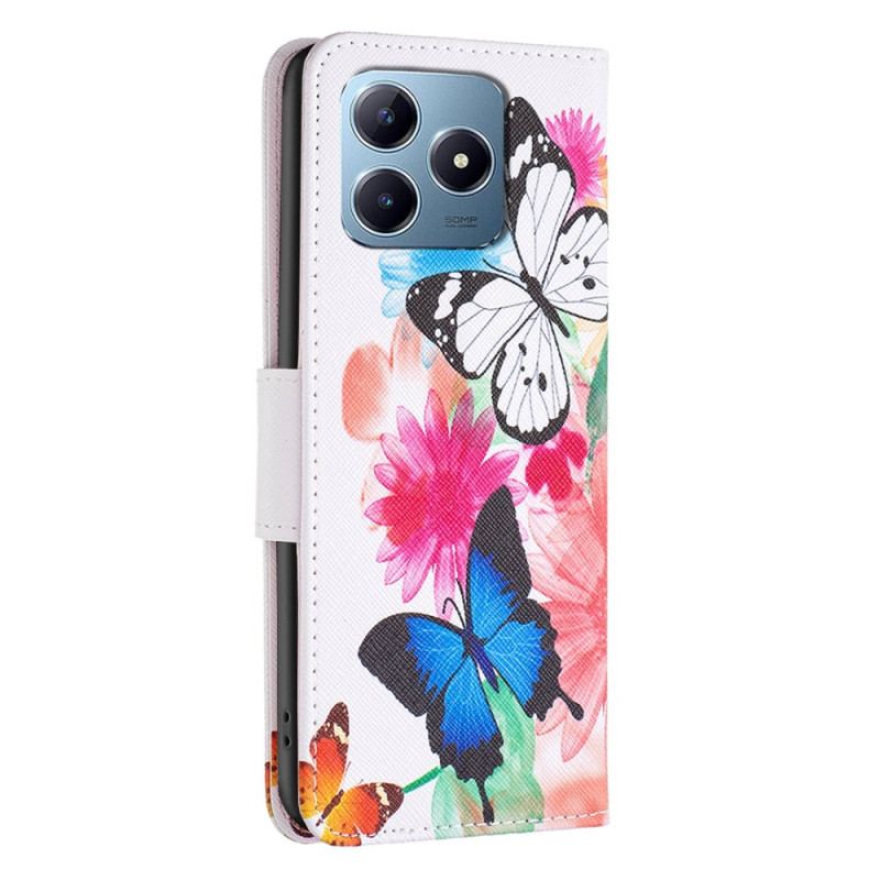 Housse Realme Note 60X / C63 / C61 Papillons Aquarelle