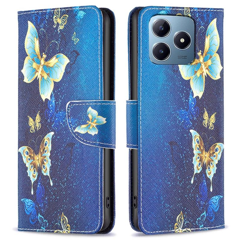Housse Realme Note 60X / C63 / C61 Papillons Dorés