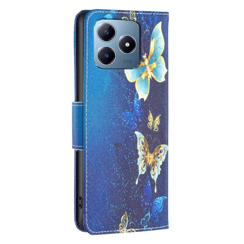 Housse Realme Note 60X / C63 / C61 Papillons Dorés