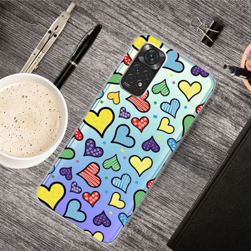 Coque Xiaomi Redmi Note 11 Pro /  Note 11 Pro 5G Coeurs Multicolores