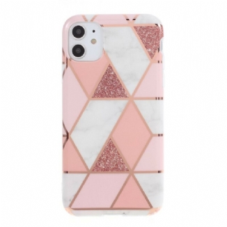 Coque iPhone 11 Marbre Géométrie Colorée
