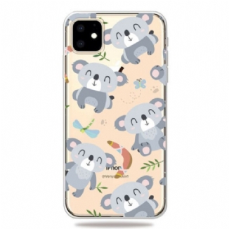 Coque iPhone 11 Mignons Koalas Gris
