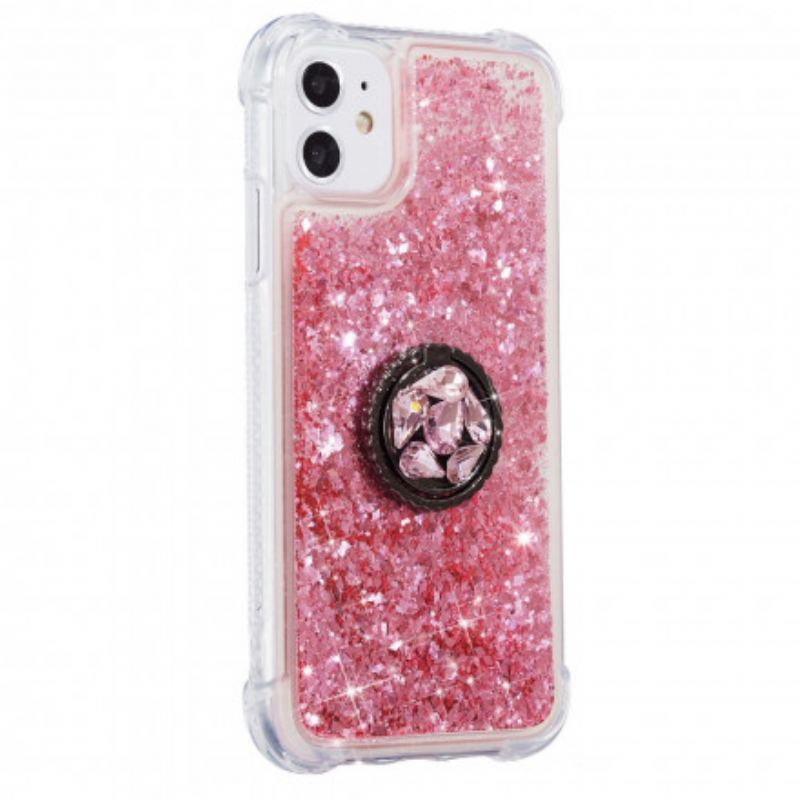 Coque iPhone 11 Paillettes avec Anneau-Support