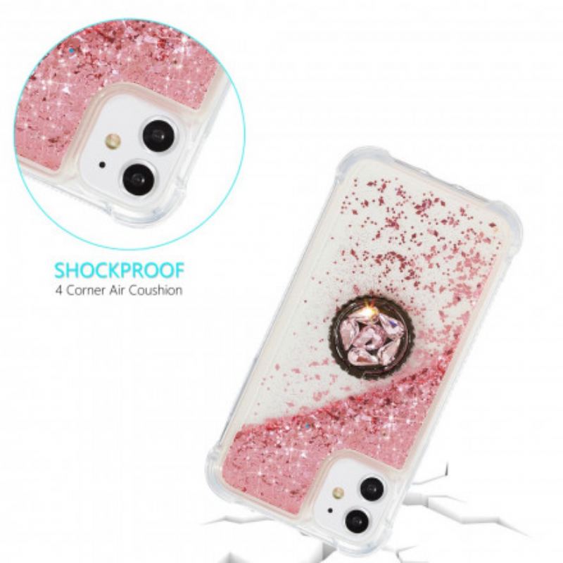 Coque iPhone 11 Paillettes avec Anneau-Support