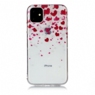 Coque iPhone 11 Pluie de Coeurs