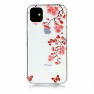 Coque iPhone 11 Transparente Branche au Papillons