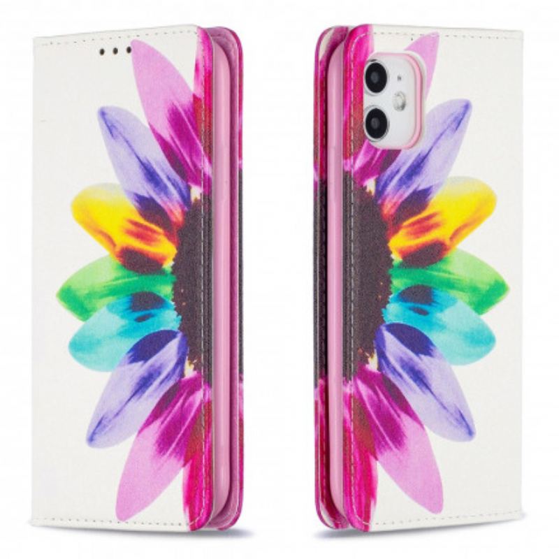 Flip Cover iPhone 11 Fleur Aquarelle