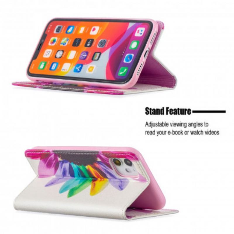 Flip Cover iPhone 11 Fleur Aquarelle