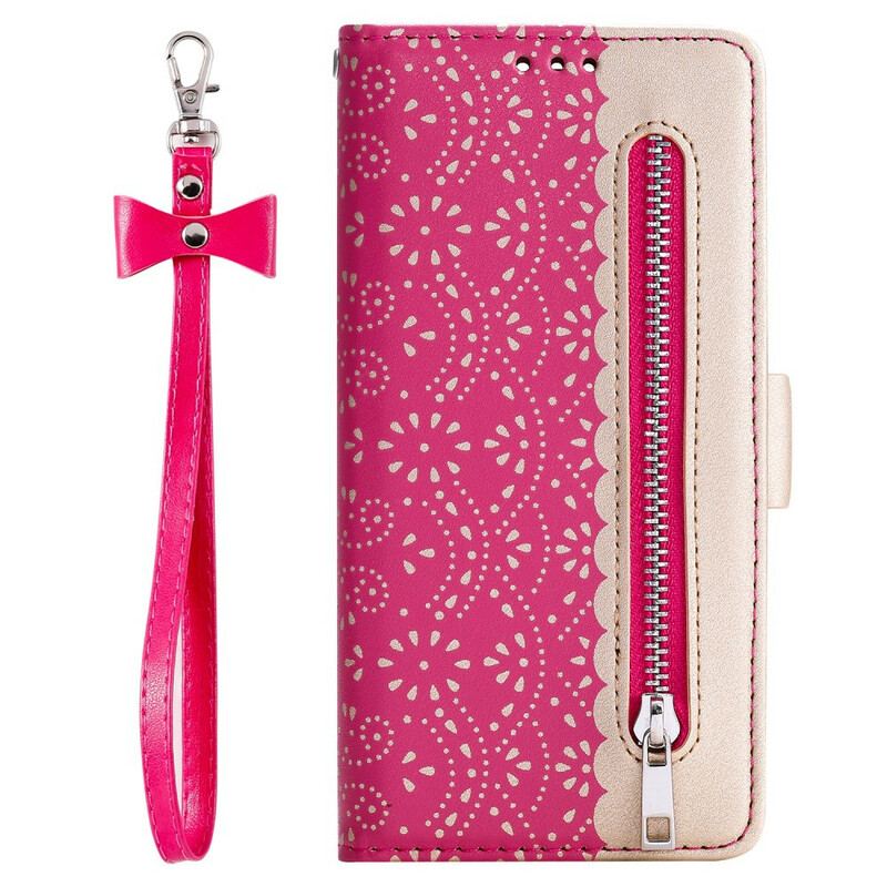 Housse iPhone 11 Dentelle Porte-Monnaie à Lanière