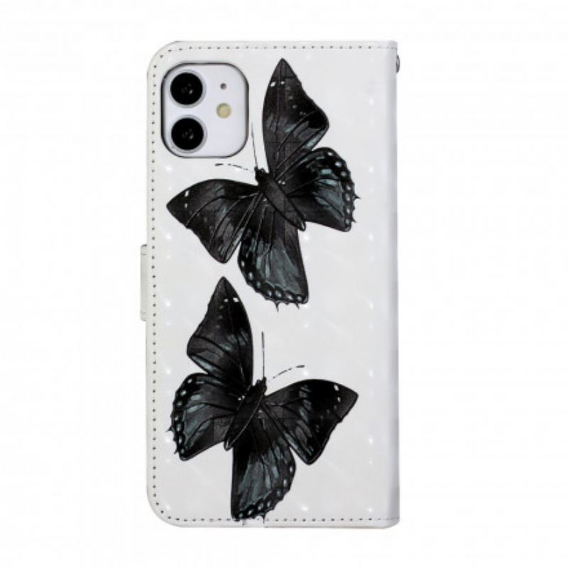 Housse iPhone 11 à Lanière Ajustable Papillons