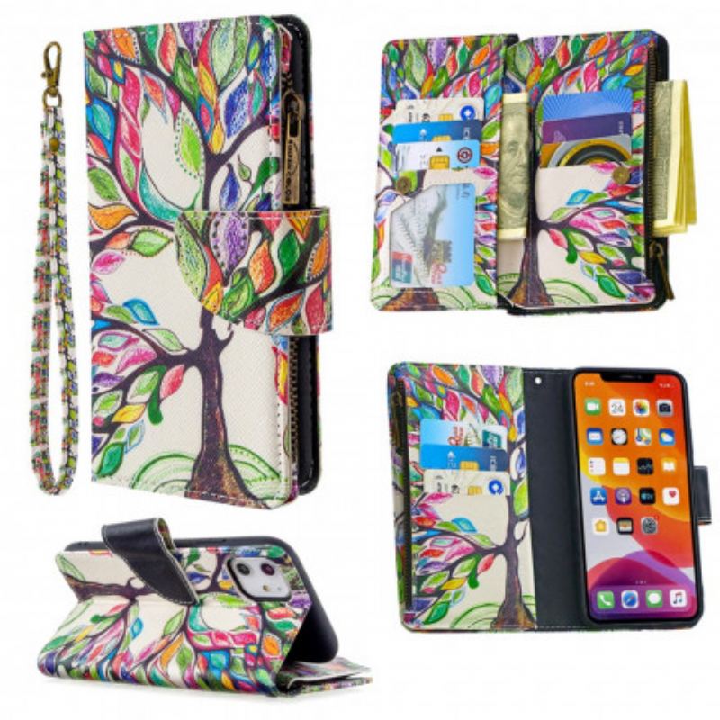 Housse iPhone 11 Poche Zippée Arbre