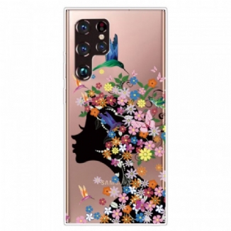 Coque Samsung Galaxy S22 Ultra 5G Jolie Tête Fleurie
