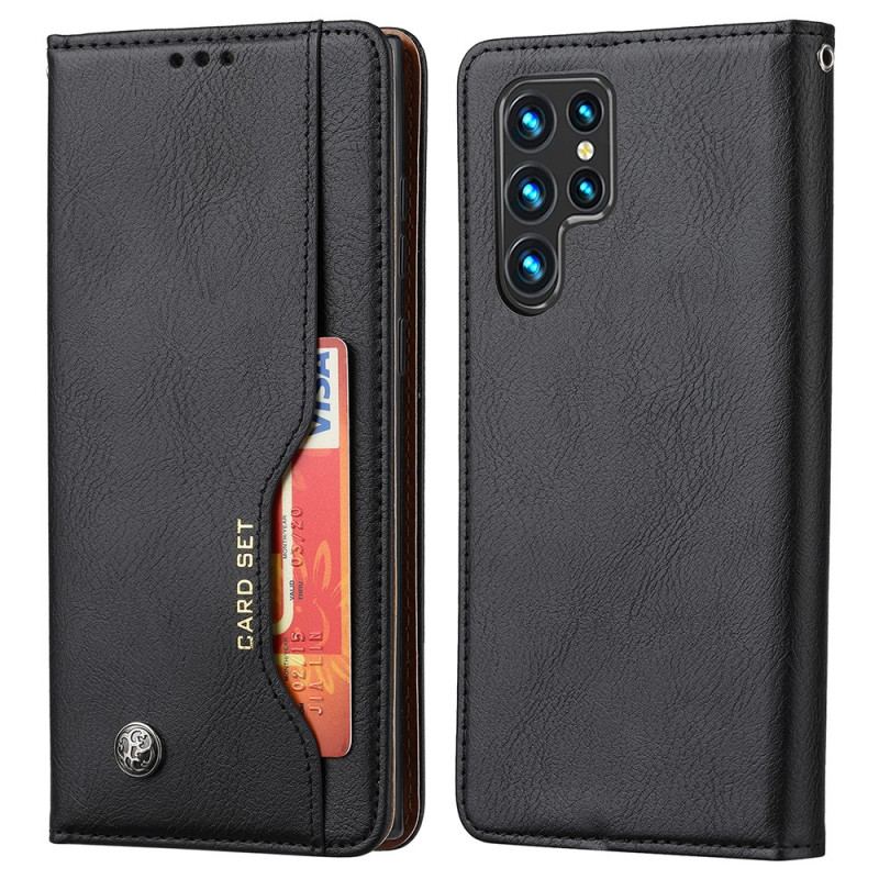Flip Cover Samsung Galaxy S22 Ultra 5G Simili Cuir Porte-Cartes