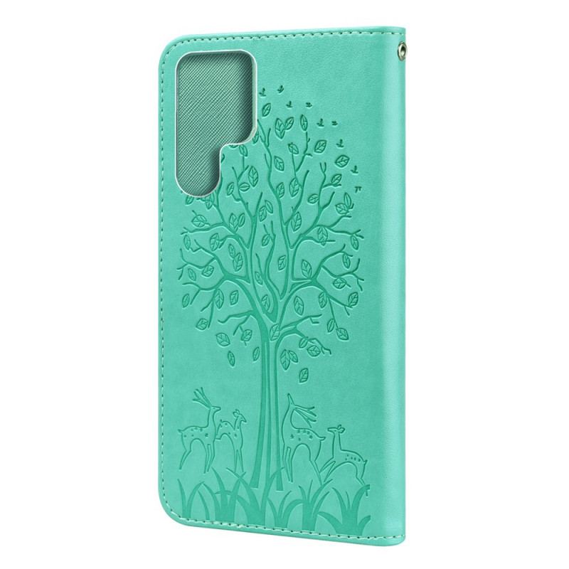 Housse Samsung Galaxy S22 Ultra 5G Arbre et Cerfs