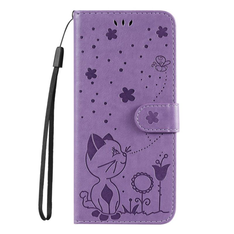 Housse Samsung Galaxy S22 Ultra 5G Chat et Abeille à Lanière