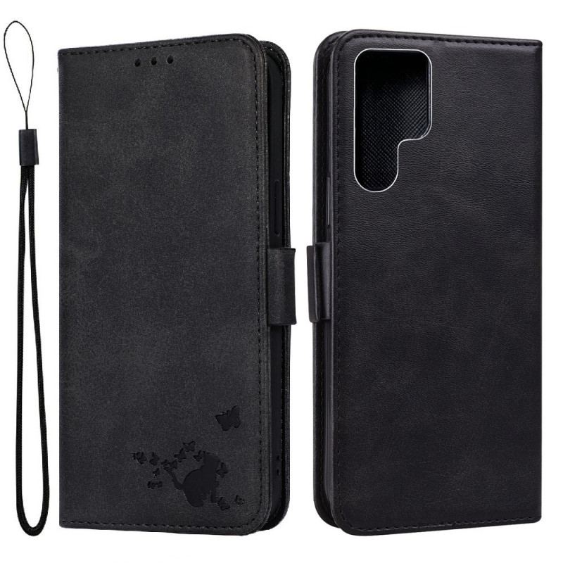 Housse Samsung Galaxy S22 Ultra 5G Chat et Papillons
