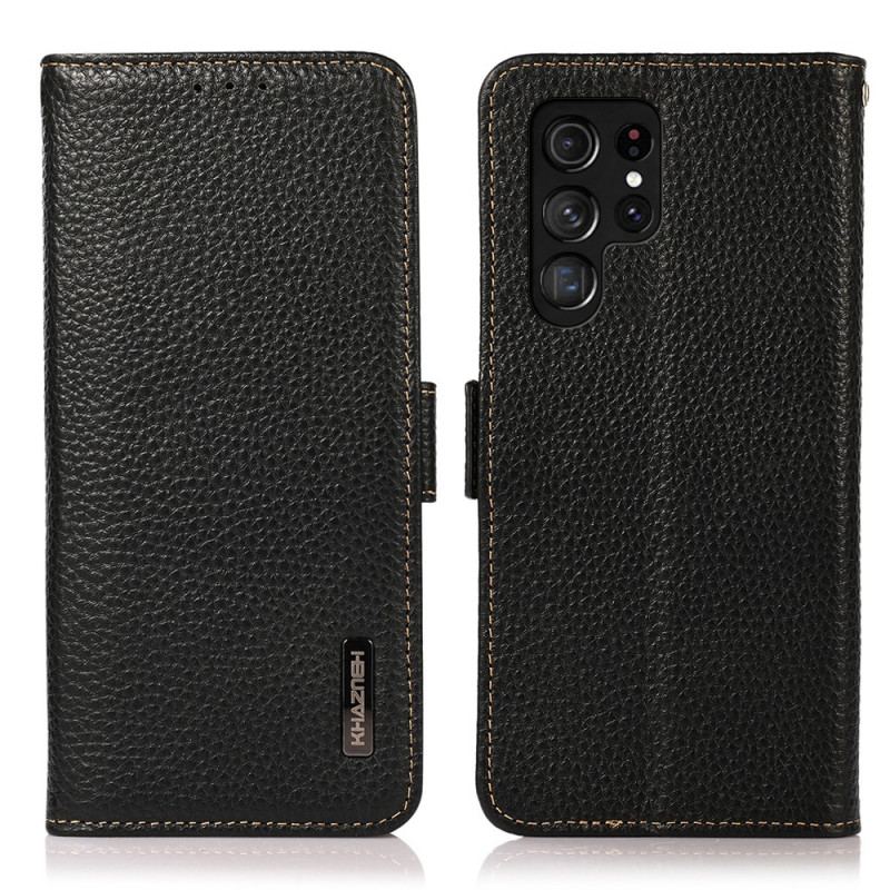 Housse Samsung Galaxy S22 Ultra 5G Cuir Litchi KHAZNEH RFID