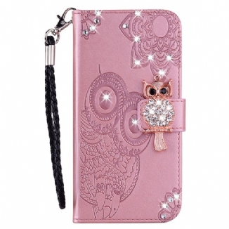 Housse Samsung Galaxy S22 Ultra 5G Hibou Mandala et Breloque