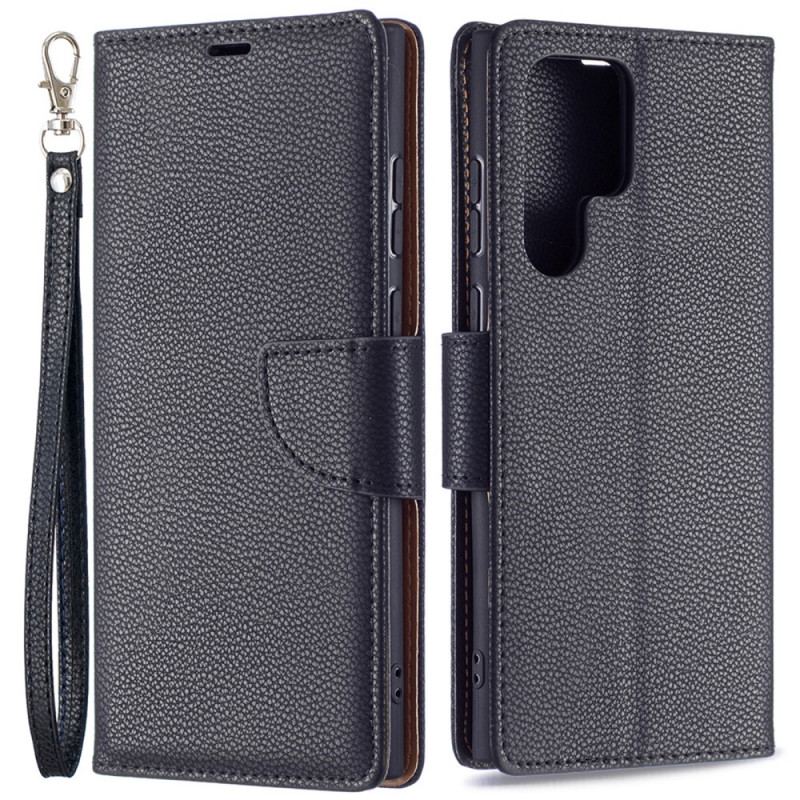 Housse Samsung Galaxy S22 Ultra 5G Litchi Rabat Oblique